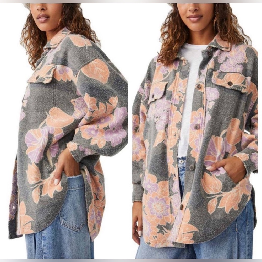 🔥HP🔥Free People  RUBY JACKET CHARCOAL COMBO - Brand New With Tags $178 Retail - Picture 2 of 11
